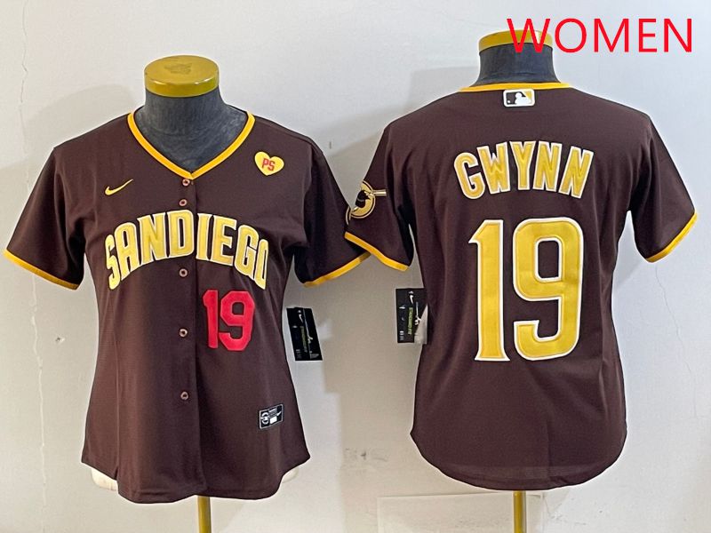 Women San Diego Padres #19 Gwynn Brown Game 2025 Nike MLB Jersey style 2->women mlb jersey->Women Jersey